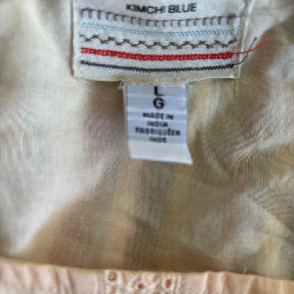 NWOT eyelet crop blouse ruffle trim drawstring crop cotton long sleeve boho top - Picture 7 of 8